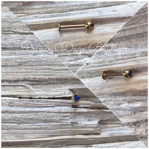 Gold Labret Stud Blue Gemstone Monroe Lip Tragus Piercing